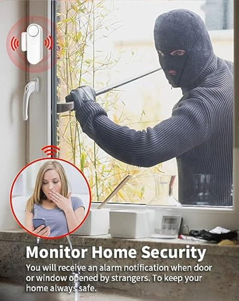 WiFi Door Sensor Door Window Sensor Alarms Detector Real-time Alarm with Alexa Google Assistant No Hub Required Trigger APP Notification