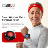 Ensure elderly safety with CallToU's 1000+ft range nurse alert button system. IP67 waterproof smart watch and 2 SOS panic buttons included(复制) CallToU