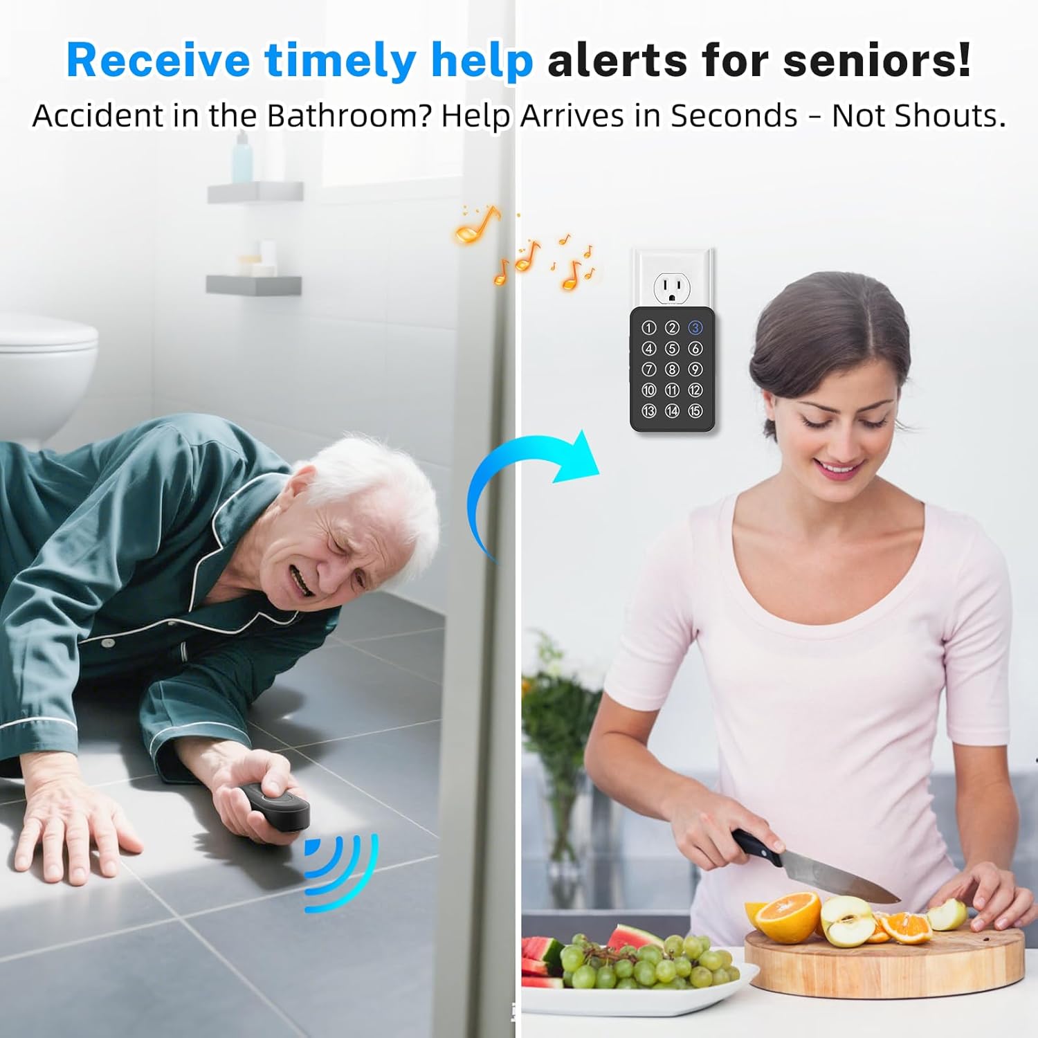 Wireless Emergency Call Button System - 500 Ft Range Caregiver Pager with LED Display, 10 Waterproof Alert Buttons & 1 Receiver for Elderly, Patients, Disabled at Home, Hospital, Clinic CallToU