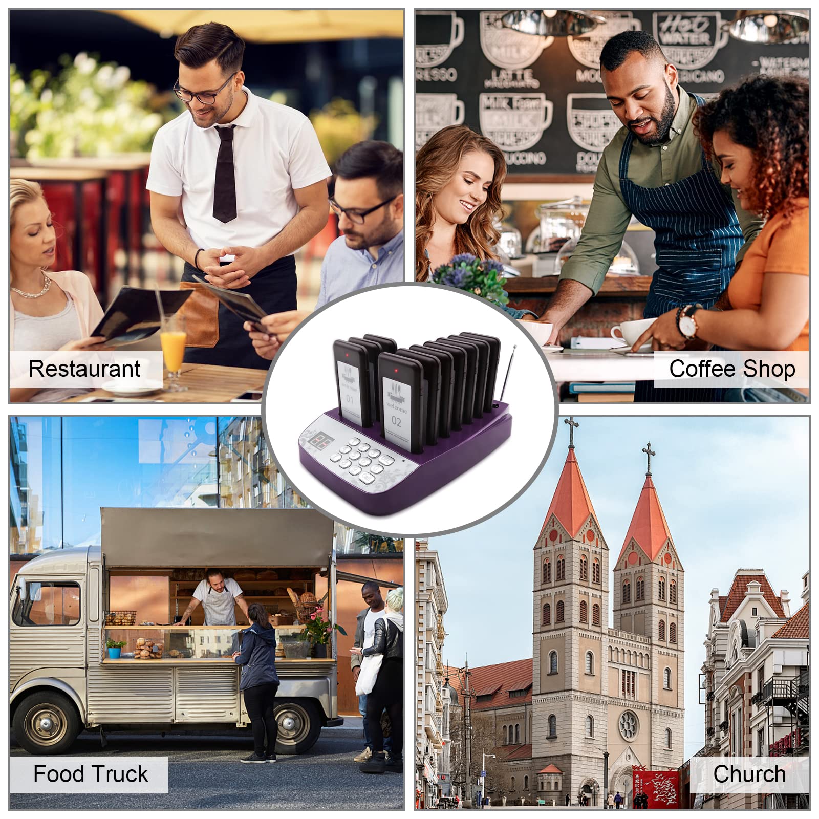 Système de radiomessagerie pour restaurant Daytech – Améliorez l'efficacité et l'expérience client avec des sous-verres portables à vibrations et alertes
