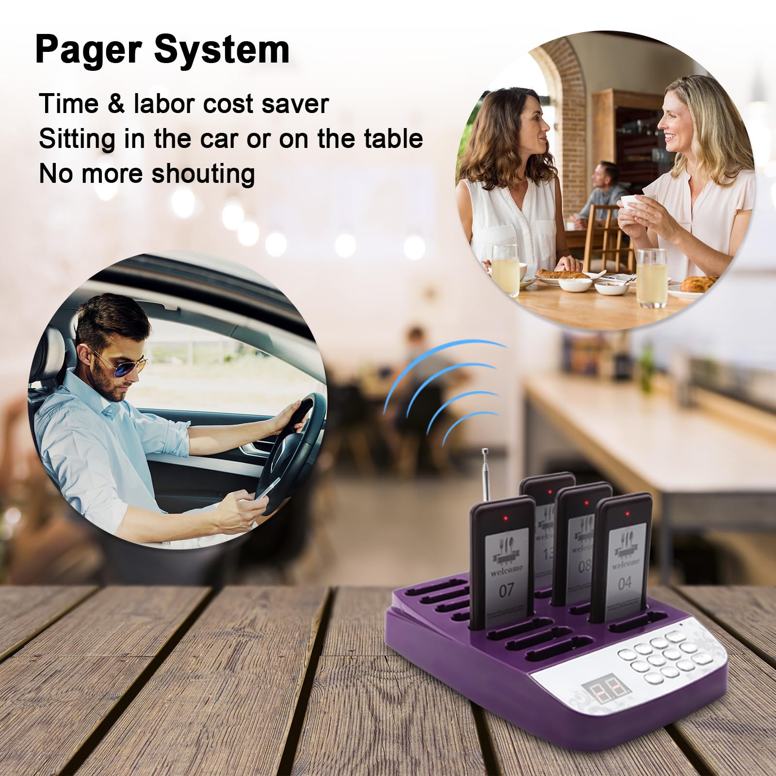 Système de radiomessagerie pour restaurant Daytech – Améliorez l'efficacité et l'expérience client avec des sous-verres portables à vibrations et alertes