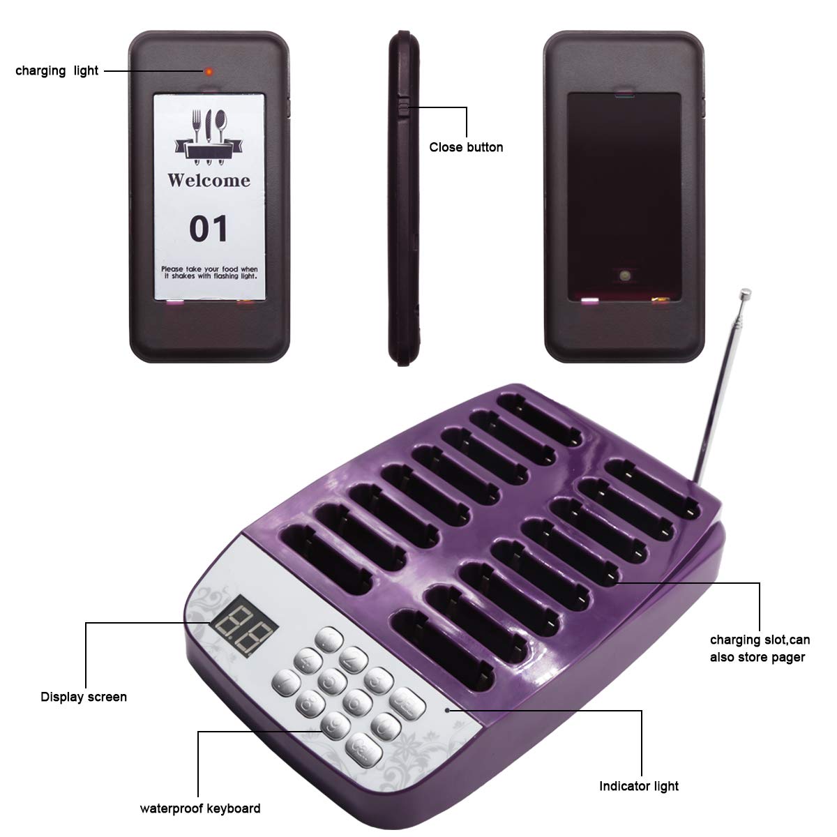 Système de radiomessagerie pour restaurant Daytech – Améliorez l'efficacité et l'expérience client avec des sous-verres portables à vibrations et alertes
