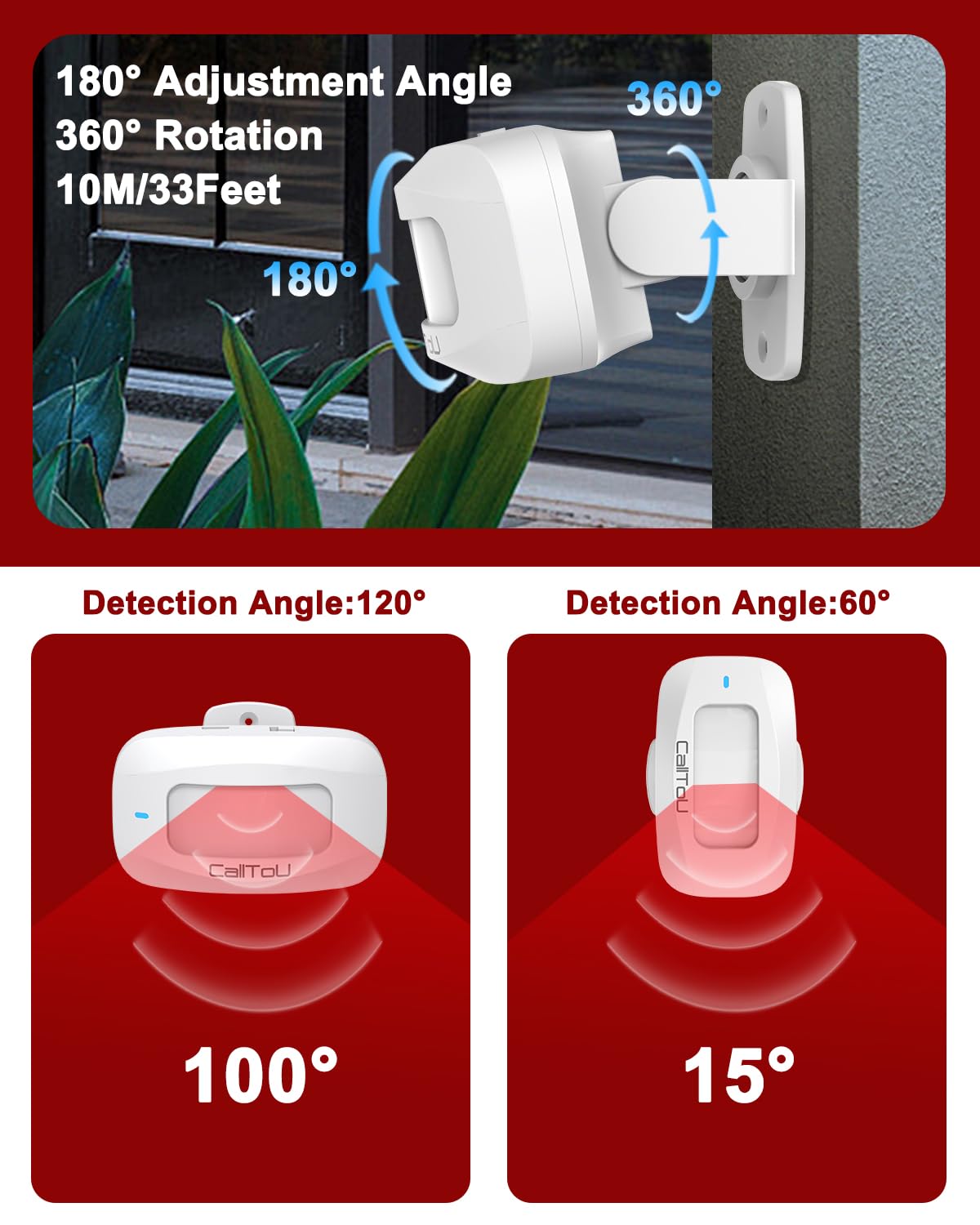 Proteja a sus seres queridos con el sensor de movimiento y detector de alertas CallToU. Su amplio rango de detección de 10 metros y su alcance inalámbrico de 152 metros le garantizan que nunca se pierda una alarma. Sistema expandible.