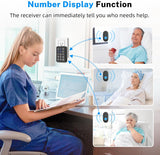 Wireless Emergency Call Button System - 500 Ft Range Caregiver Pager with LED Display, 10 Waterproof Alert Buttons & 1 Receiver for Elderly, Patients, Disabled at Home, Hospital, Clinic CallToU