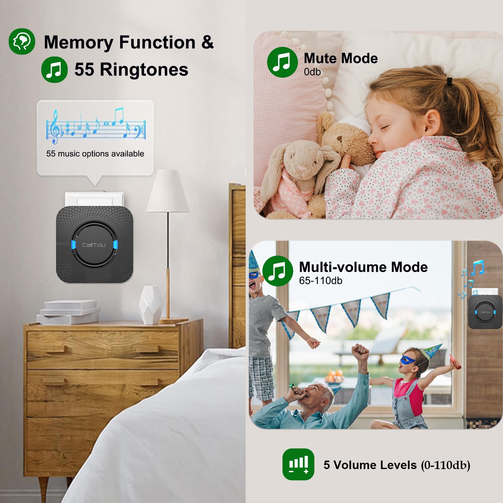 DAYTECH Wireless Caregiver Pager Door Alarms Portable Door Sensor Alarm for Elderly/Business/Home