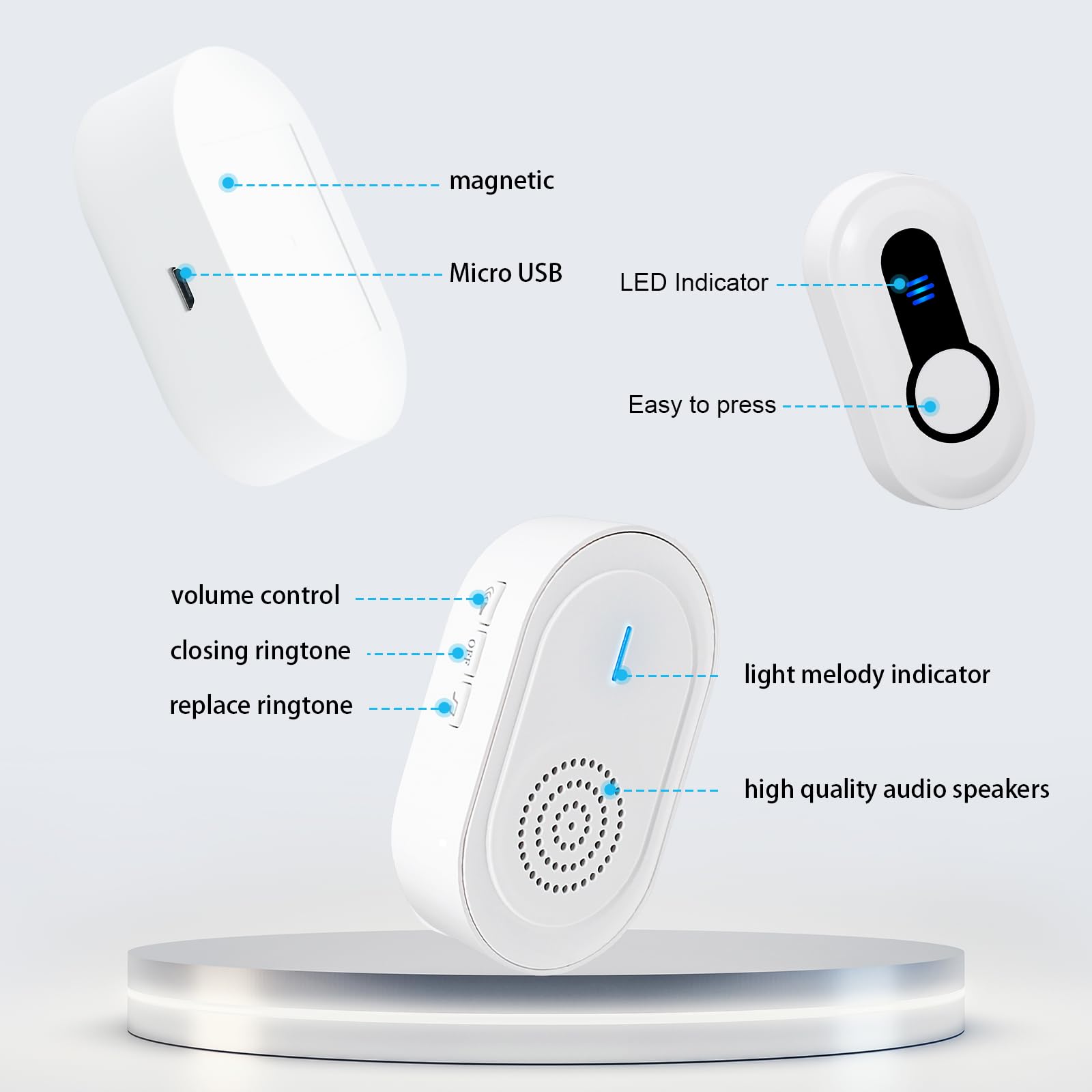 Daytech Téléavertisseur sans fil pour soignants et système de bouton d'appel d'urgence - Rechargeable, portable et extensible avec une portée de 1 000 pieds