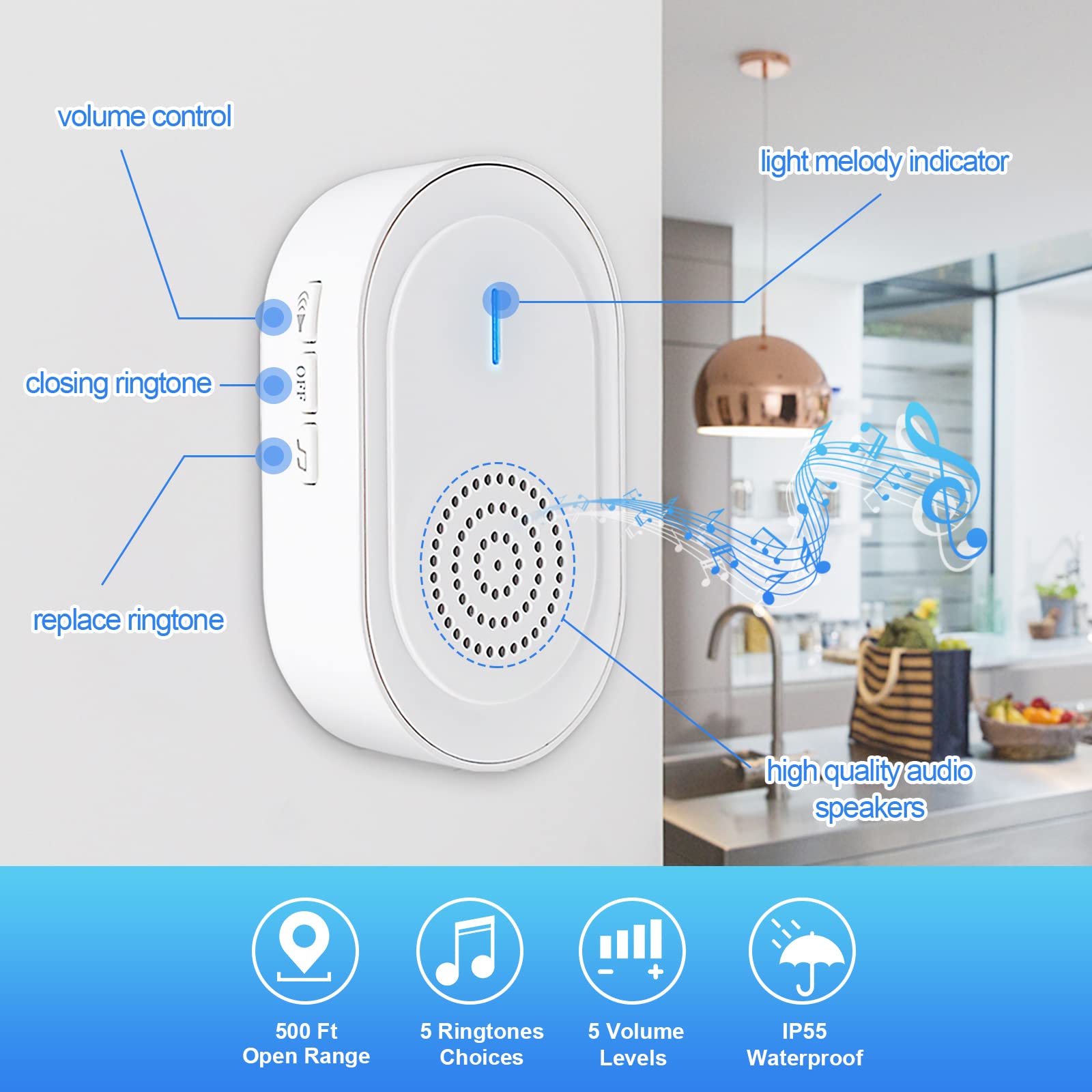 Daytech Caregiver Pager Call Button for Elderly Monitoring - Wireless Nurse Call Bell with 600+ Feet Range