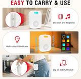 CallToU Caregiver Pager Wireless Call Buttons for Elderly Monitoring Portable Call Bell with 2 Panic Button and 1 USB Receiver,500ft Range Nurse Alert System for Home Care Seniors (FCC Certified) CallToU
