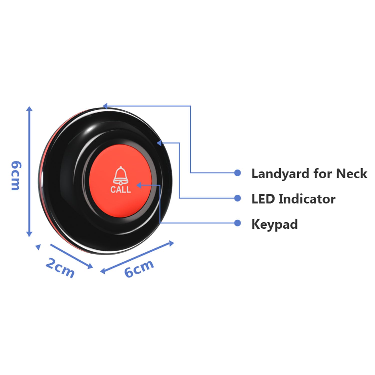 Daytech Wireless Nurse Call Button: IP55 Waterproof, 500+ Feet Range, Ideal for Patients, Elderly, and More (Receiver Sold Separately)