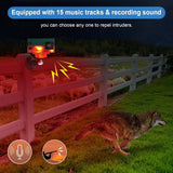 ChunHee Solar Motion Sensor Alarm Outdoor, Dog Barking & Gunshot Sounds & Recording, 360°Motion Detector Alarm,129dB Loud Siren,3 Work Modes Activated Strobe Light with Remote 4Pack CallToU