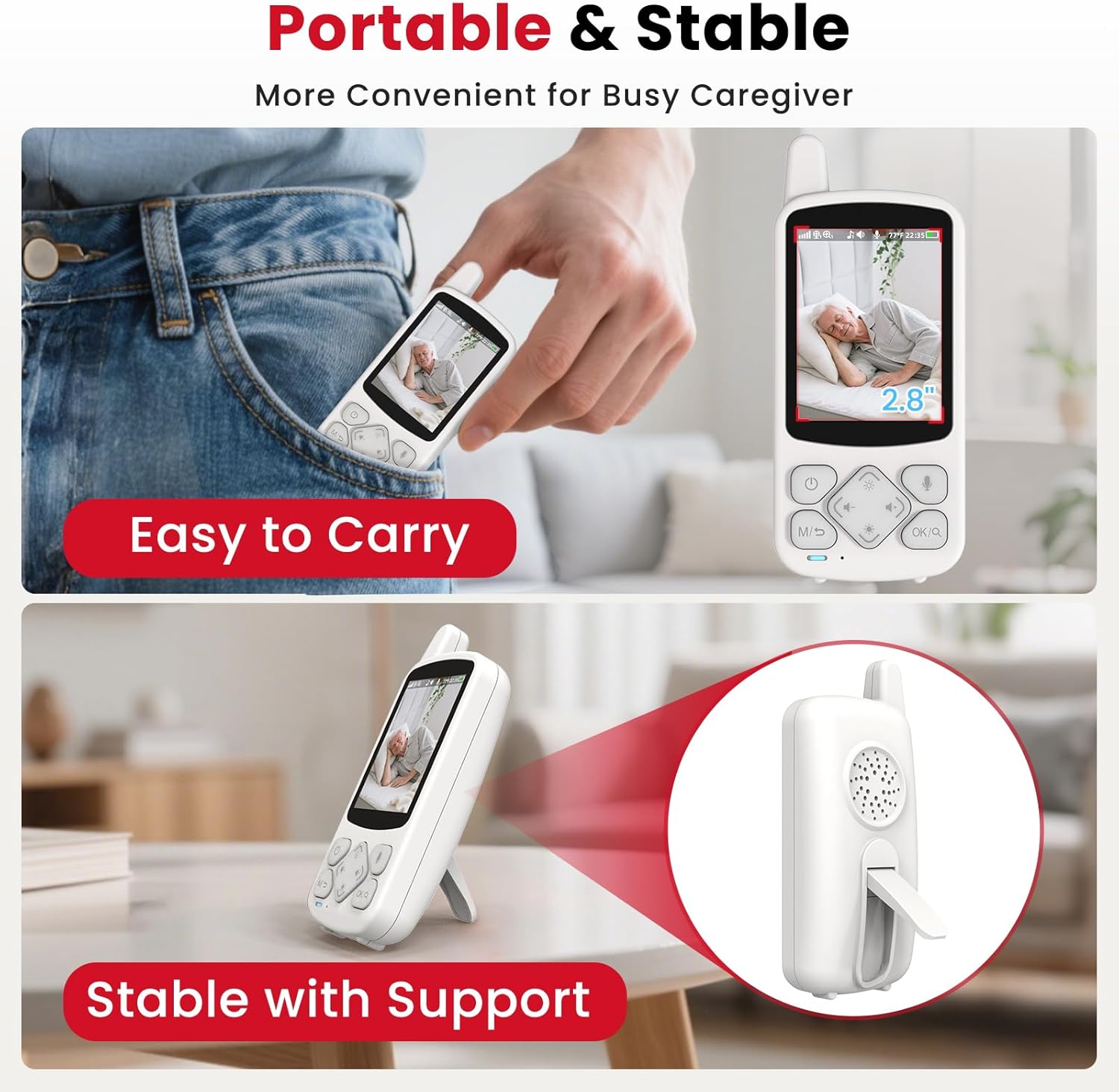 CallToU Elderly Monitor with Camera and Audio, 2-Way Talk Baby Monitors for Elderly No Wi-Fi Video Monitor for Elderly,Call Button for Elderly Home/Nursing Home Use | for Seniors, Dementia Patients CallToU