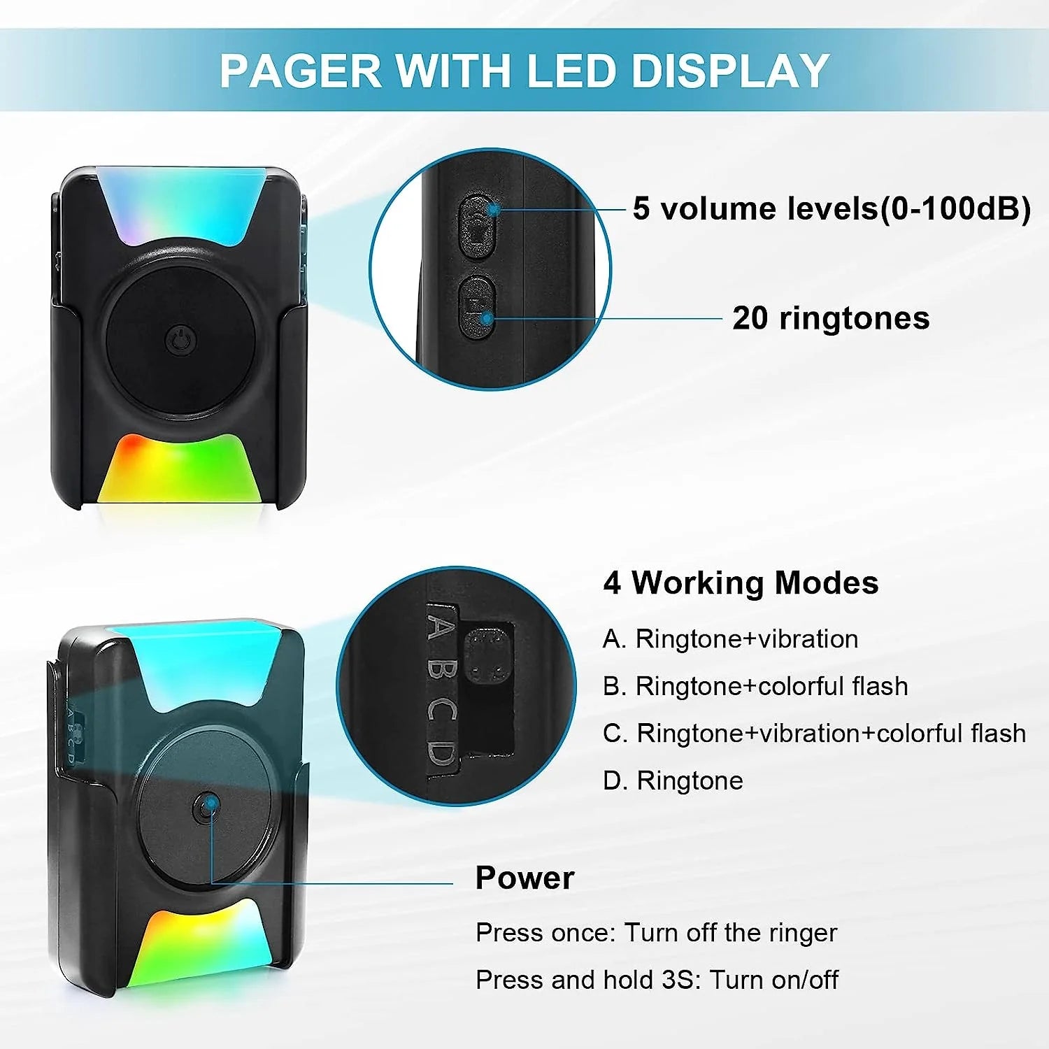 Daytech Wireless Door Chime & Entry Alert System - 1000FT Range, 2 Sensors, 1 Vibrating LED Receiver