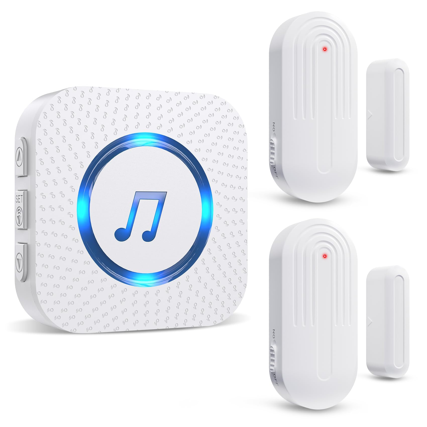 Daytech Secure your home or business with this long-range wireless door alarm. 55 chimes, 5 volume levels, and LED alerts ensure you never miss a visitor or intruder!