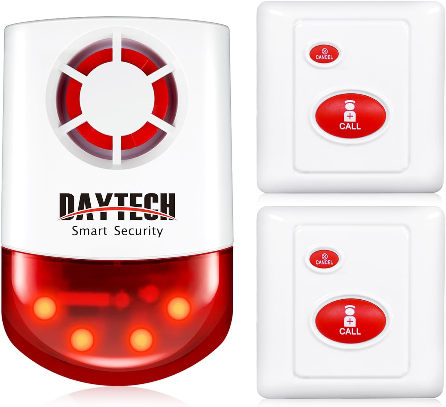 Système d'alarme à sirène stroboscopique Daytech : sécurité extérieure puissante avec sirène clignotante rouge et boutons de panique à distance