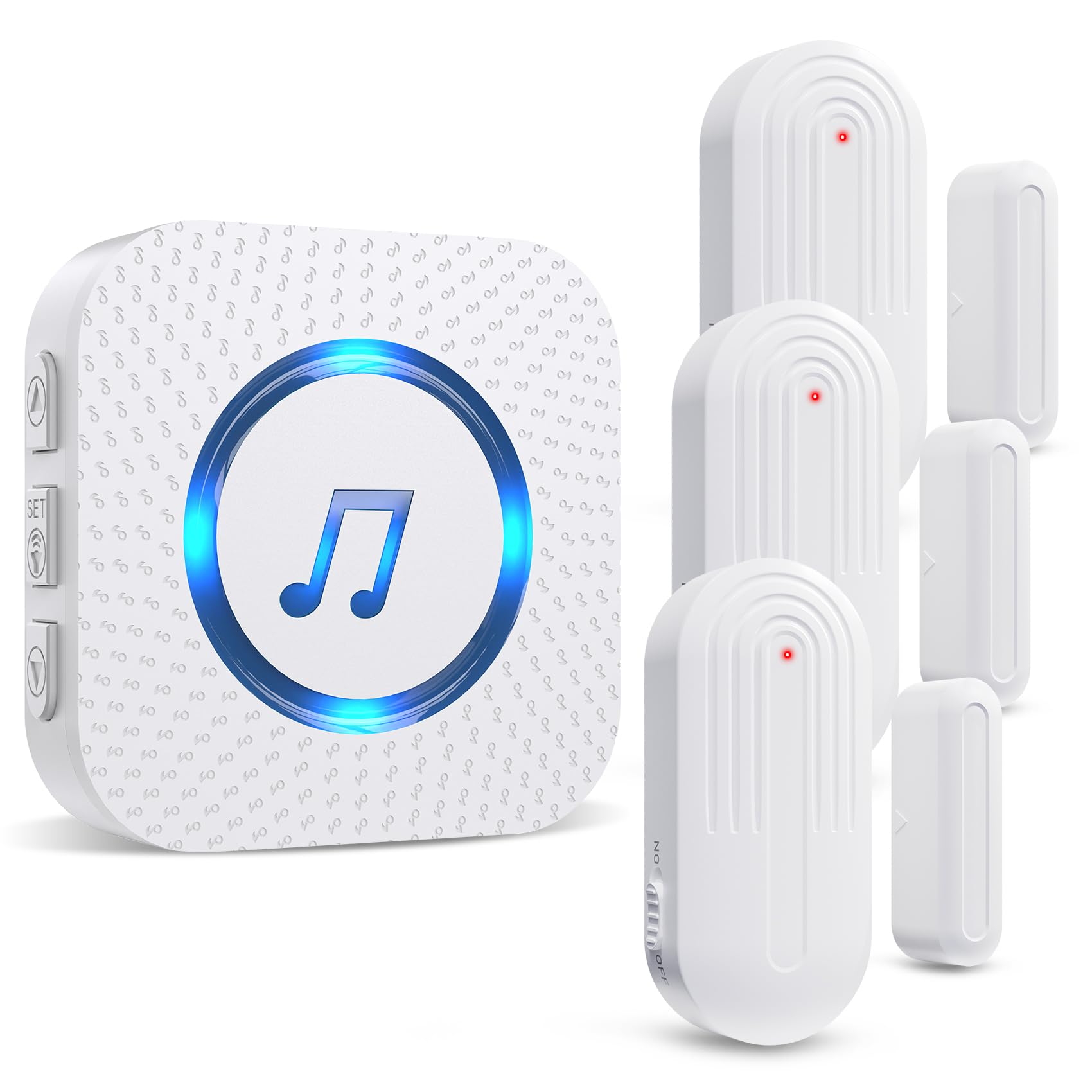 Daytech Secure your home or business with this long-range wireless door alarm. 55 chimes, 5 volume levels, and LED alerts ensure you never miss a visitor or intruder!