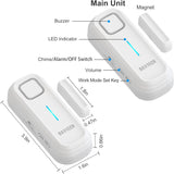 DAYTECH Freezer Door Alarm with Delay 1/2/3/4 mins When Left Open Window Chime Close Doors Reminder Refrigerator Door Alarm 0 to 120 dB for Fridge Home Store Office 2 Sets White