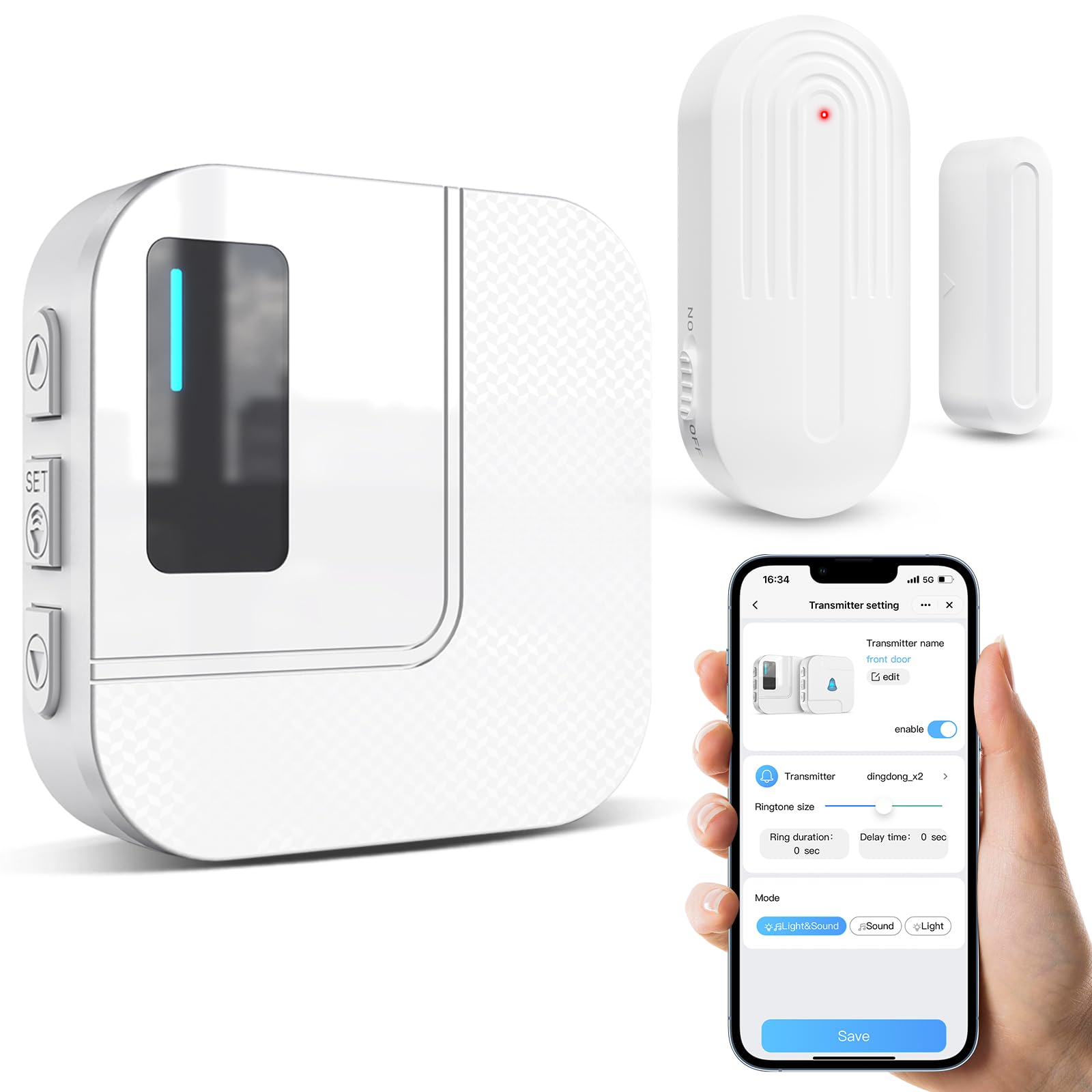 Daytech Door Chime WiFi Door Sensor Open Chime When Entering Alert Your Phone,Alarms for Kids Safety 500 FT Range 20 Ringtones