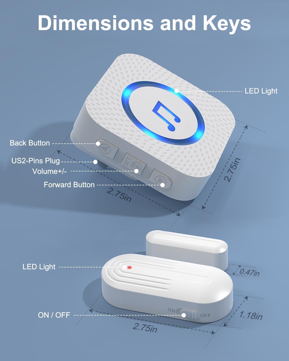Daytech Secure your home or business with this long-range wireless door alarm. 55 chimes, 5 volume levels, and LED alerts ensure you never miss a visitor or intruder!