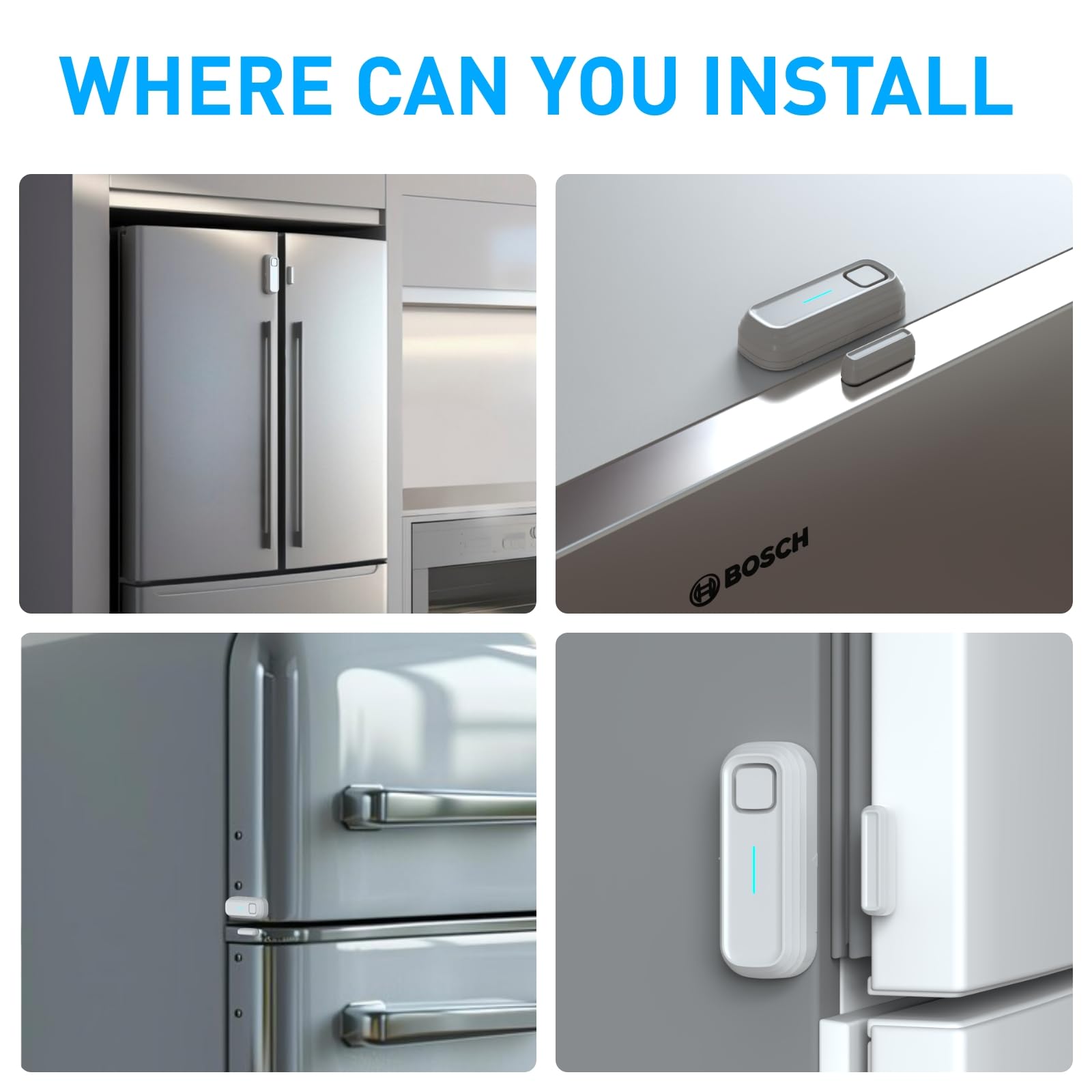 DAYTECH Freezer Door Alarm with Delay 1/2/3/4 mins When Left Open Window Chime Close Doors Reminder Refrigerator Door Alarm 0 to 120 dB for Fridge Home Store Office 2 Sets White