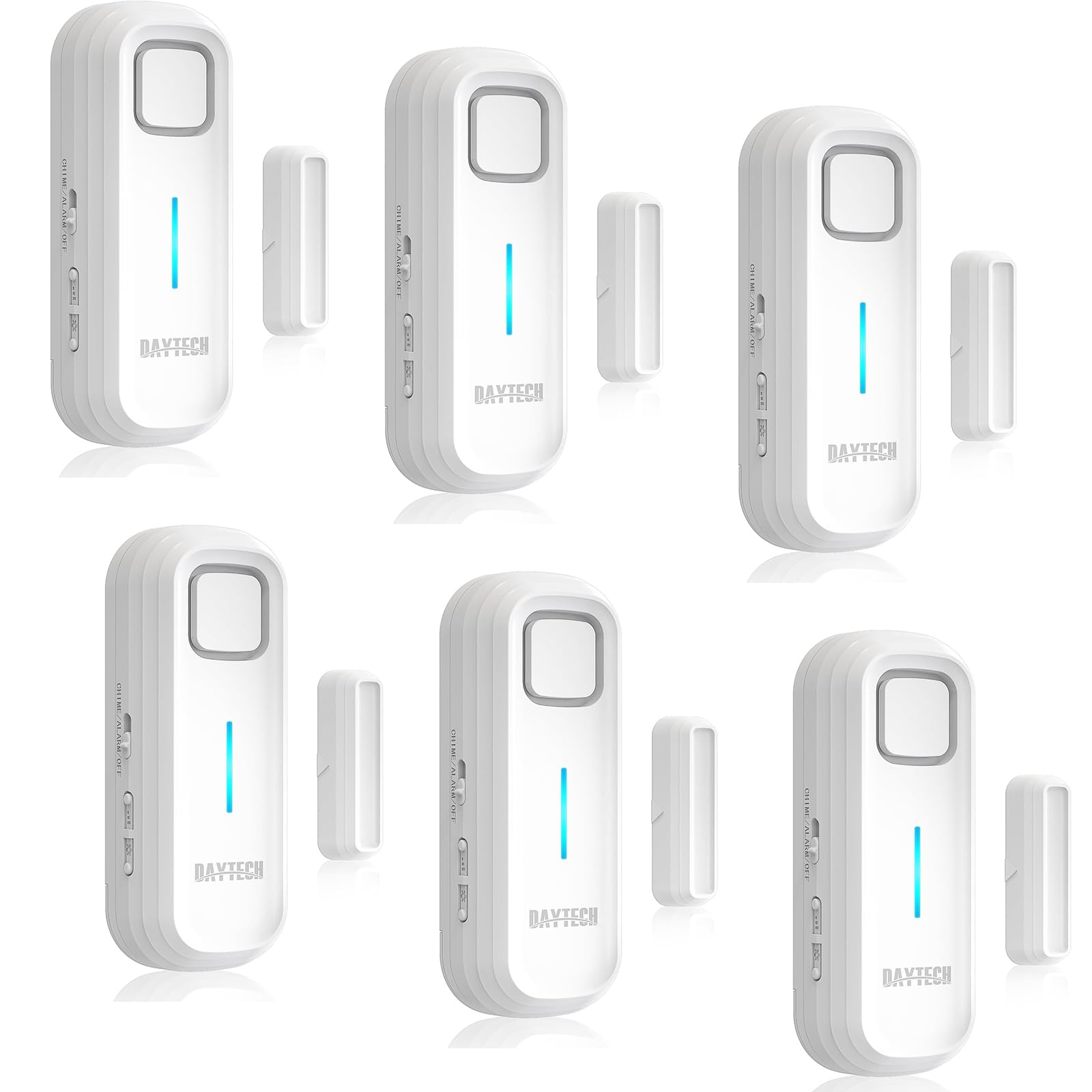 DAYTECH Freezer Door Alarm with Delay 1/2/3/4 mins When Left Open Window Chime Close Doors Reminder Refrigerator Door Alarm 0 to 120 dB for Fridge Home Store Office 2 Sets White