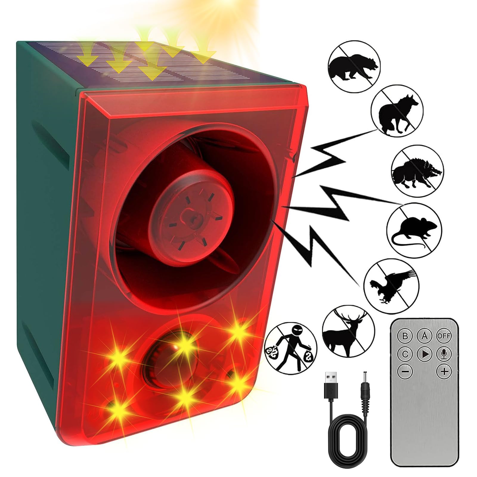 Daytech Motion Sensor Alarm with 130dB Siren & Flash – Keep Coyotes, Deer & Raccoons Away