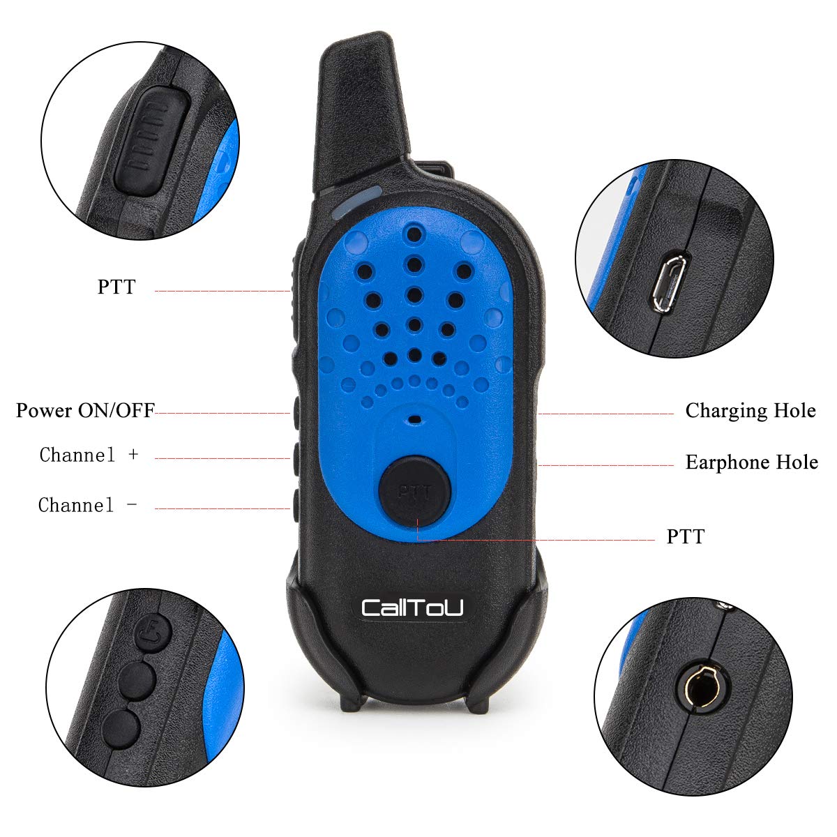 CalltoU 2 Way Radio intercom System 2PCS Mini Kids Wallkie Talkies Long Range for Outdoor CallToU
