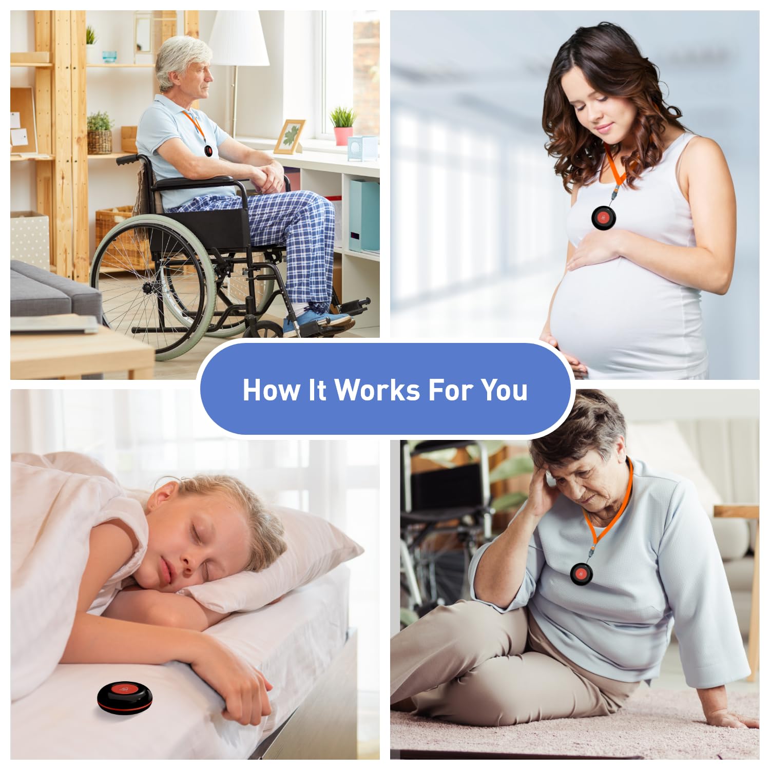 Daytech Wireless Nurse Call Button: IP55 Waterproof, 500+ Feet Range, Ideal for Patients, Elderly, and More (Receiver Sold Separately)