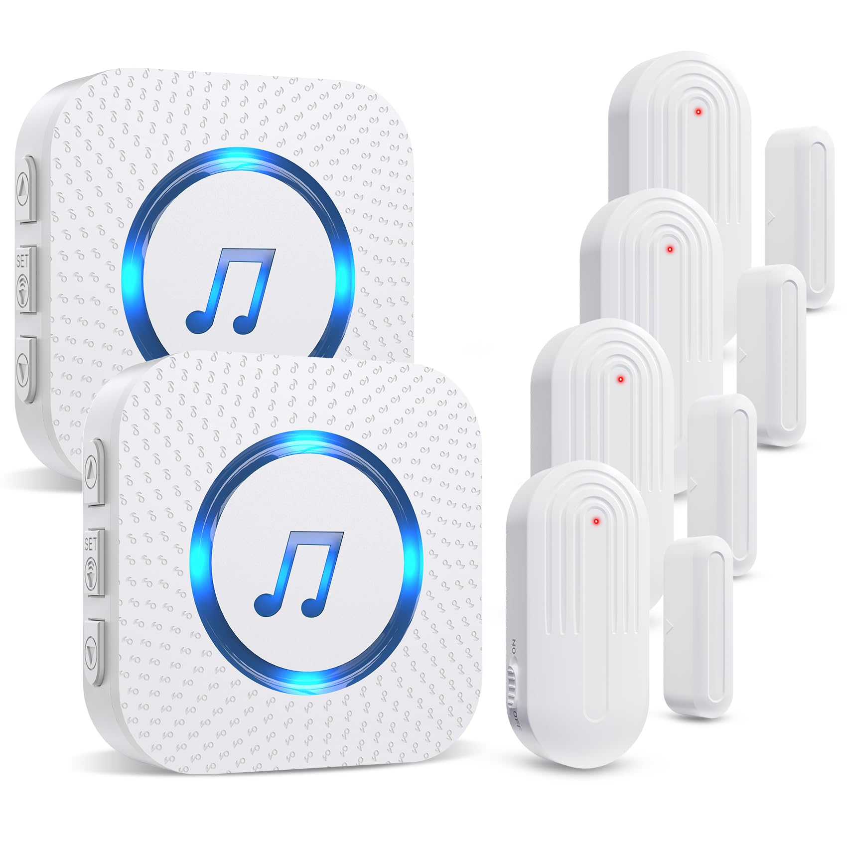 Daytech Secure your home or business with this long-range wireless door alarm. 55 chimes, 5 volume levels, and LED alerts ensure you never miss a visitor or intruder!