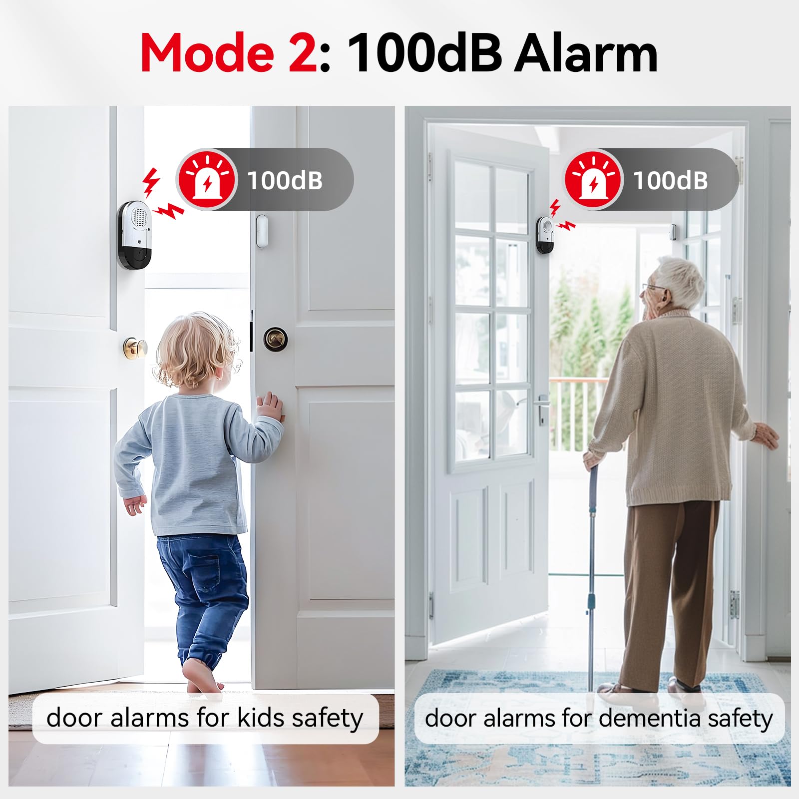 Daytech 4 Pcs Door Alarm/Window Alarm, Home Wireless Door Sensor for Kids and Elderly Safety, 120DB Anti Theft Security Magnetic Sensor