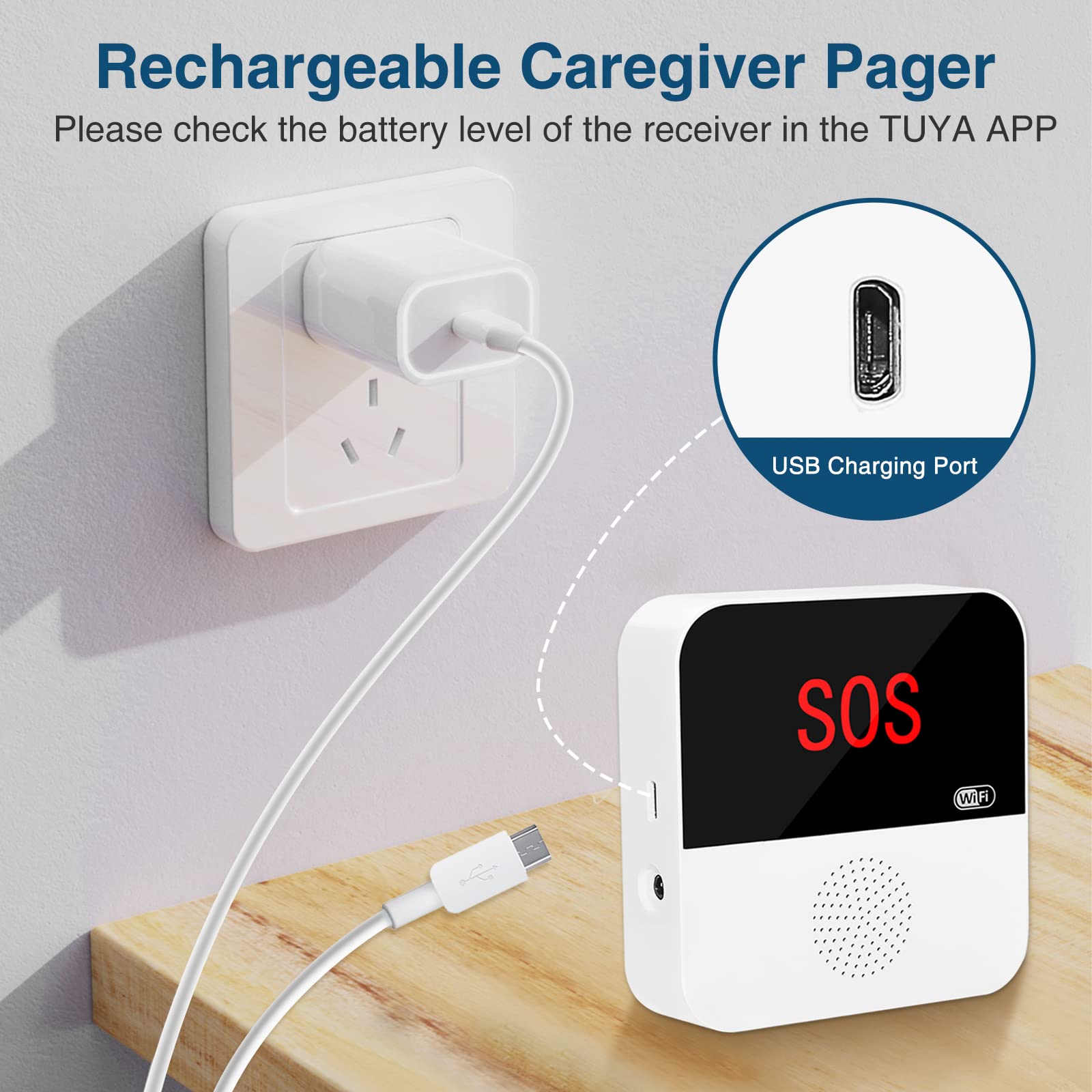 Ensure safety with the Daytech WiFi Smart Caregiver Pager, a dependable call button alarm system designed for senior care.