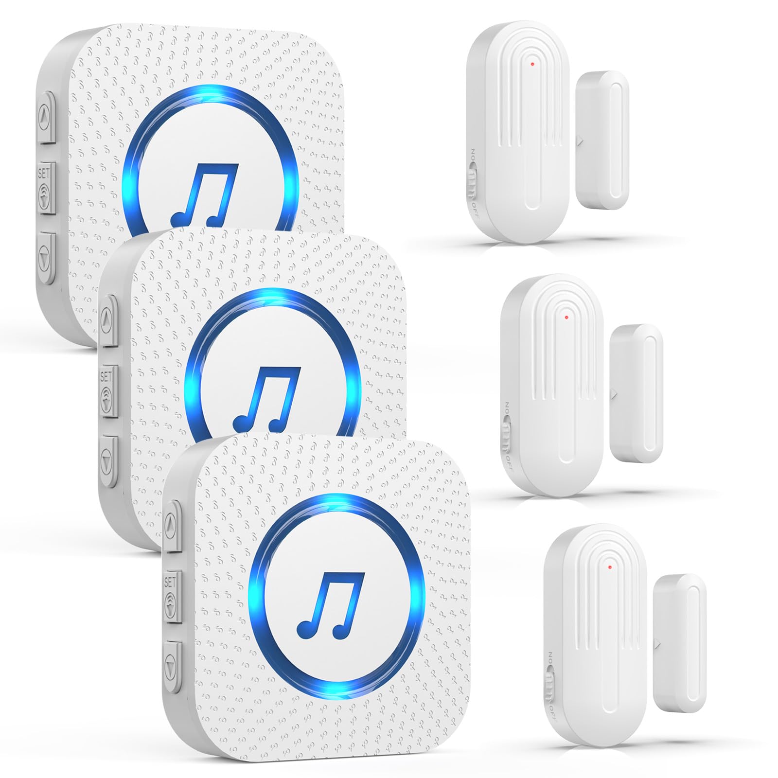 Daytech Secure your home or business with this long-range wireless door alarm. 55 chimes, 5 volume levels, and LED alerts ensure you never miss a visitor or intruder!