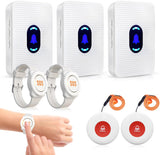 CallTou Wireless Caregiver Pager Call Button Elderly Nurse Alert System for Elderly Monitoring/Seniors with 2 SOS Call Panic Buttons & 2 Watch Pagers, 500+Feet 3 Receivers