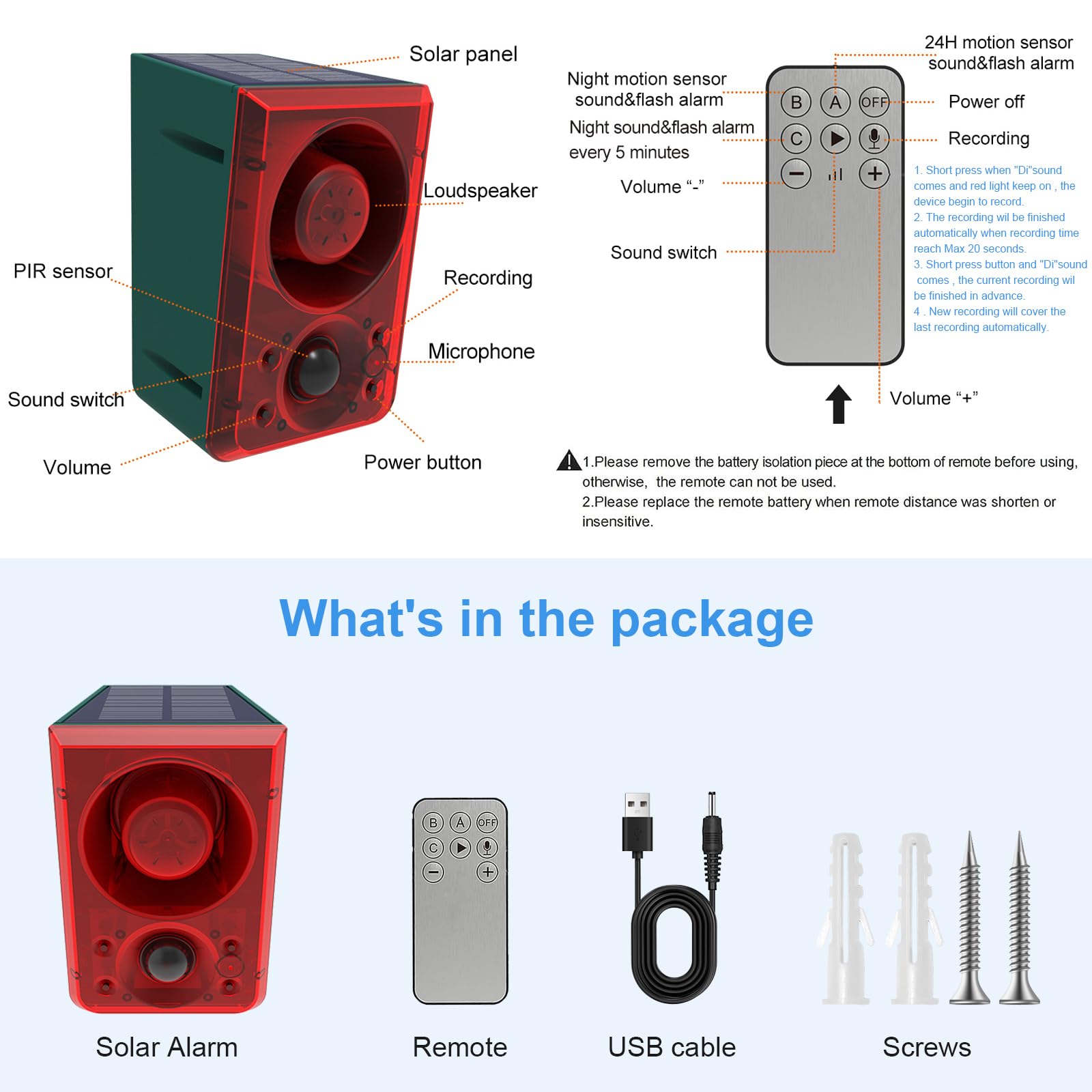 Daytech Motion Sensor Alarm with 130dB Siren & Flash – Keep Coyotes, Deer & Raccoons Away