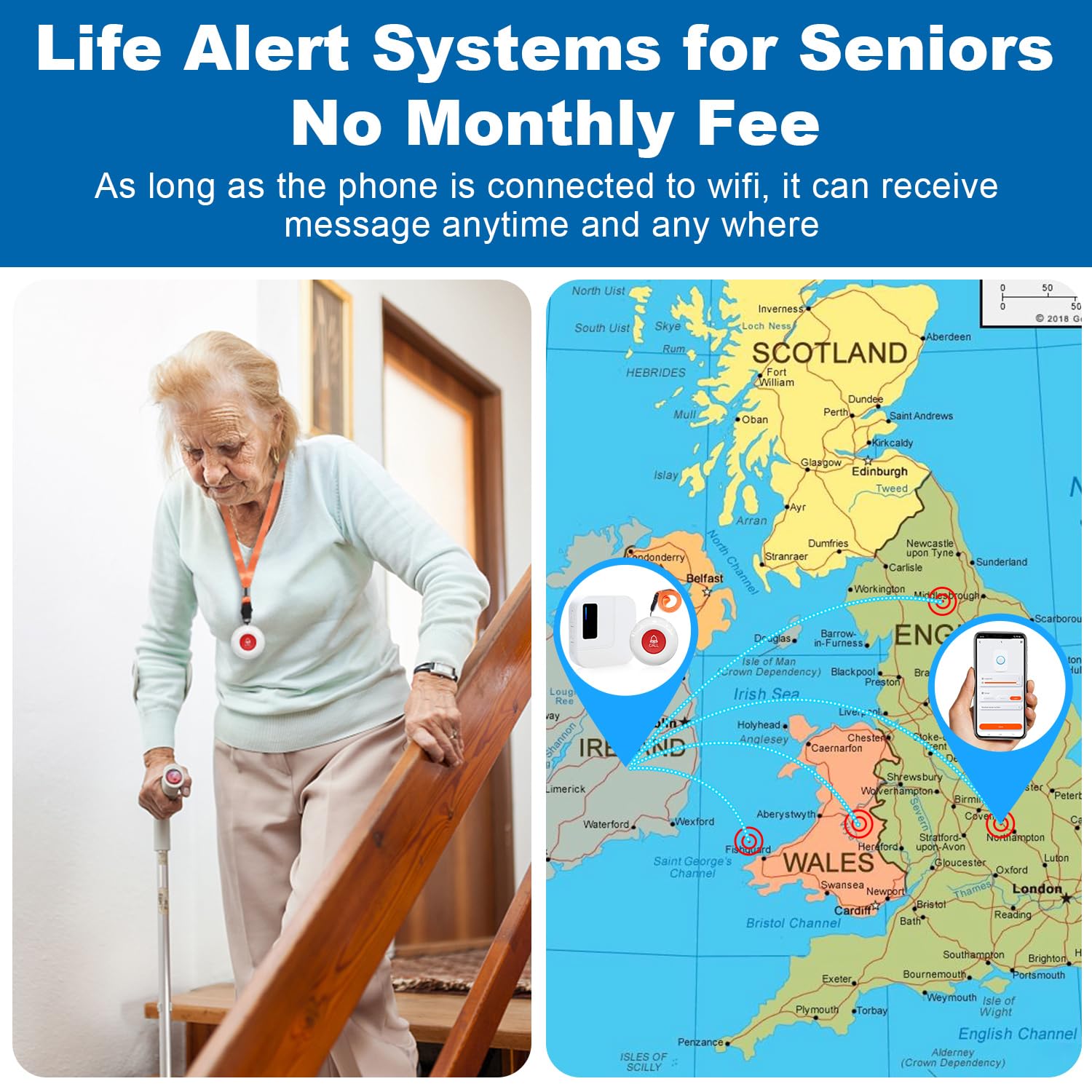 CallTou Smart Wrist Alarm for Elderly – Wireless SOS Panic Button with Tuya WiFi, Rechargeable Call Button & Phone Alerts(复制) CallToU