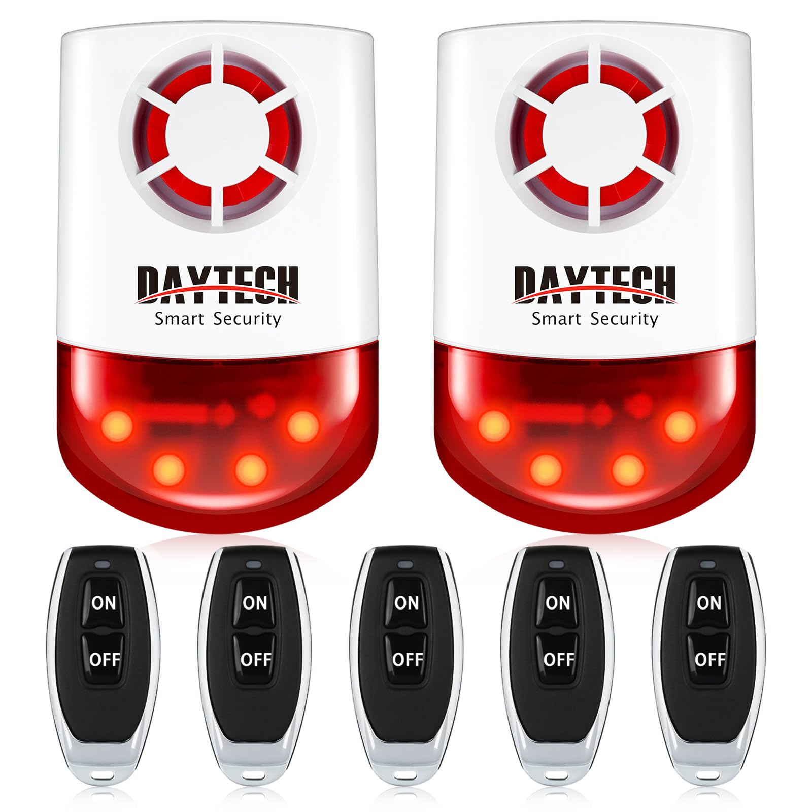 Système d'alarme à sirène stroboscopique Daytech : sécurité extérieure puissante avec sirène clignotante rouge et boutons de panique à distance