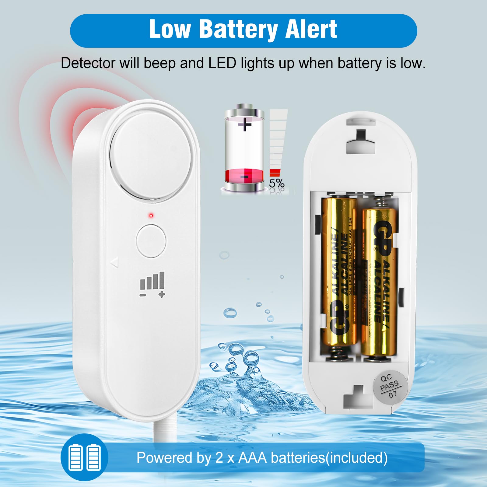 Daytech Stop costly leaks fast! This 100dB water sensor detects drips, floods & seepage. Easy setup with 6.5ft cable. Ideal for home, basement & appliances.
