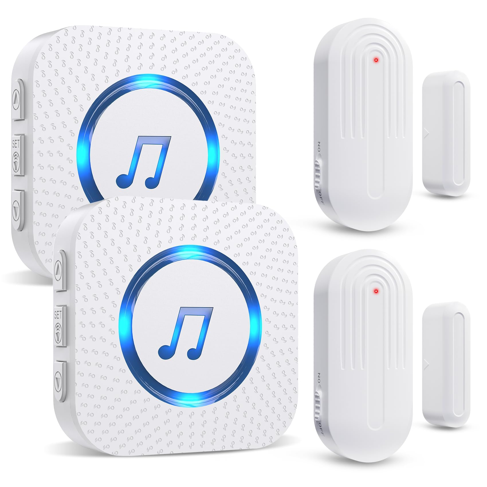 Daytech Secure your home or business with this long-range wireless door alarm. 55 chimes, 5 volume levels, and LED alerts ensure you never miss a visitor or intruder!