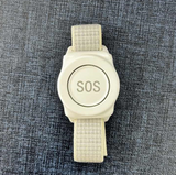 Daytech IP66 Waterproof watch button with adjustable nylon Velcro strap, CR2032 battery, and low power reminder. Comfortable, durable, and perfect for caregiver alerts.