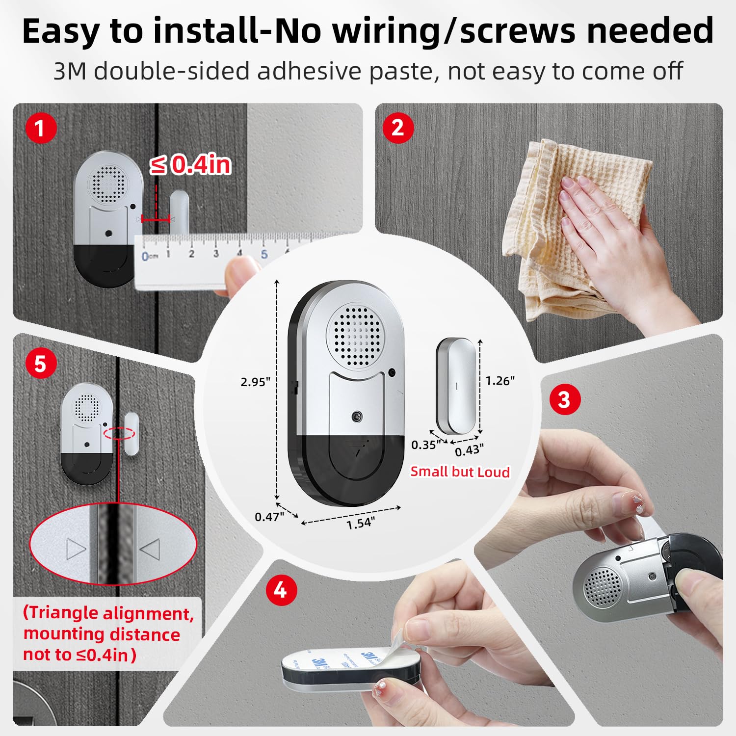 Daytech 4 Pcs Door Alarm/Window Alarm, Home Wireless Door Sensor for Kids and Elderly Safety, 120DB Anti Theft Security Magnetic Sensor