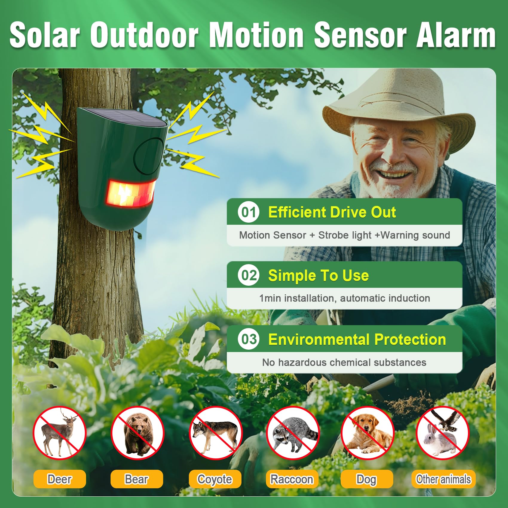 Daytech Smart, Solar-Powered Alarm That Keeps Intruders and Predators Away — Without Monthly Fees or Wires