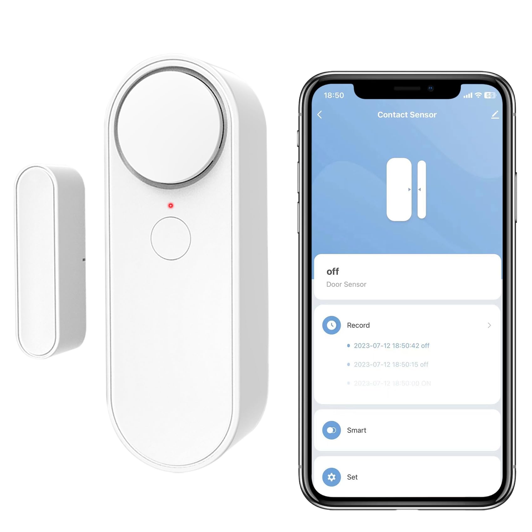 CallTou WiFi Door Sensor Door Window Alarms Detector Real-time Alarm with Alexa Google Assistant No Hub Required Trigger APP Notification for Home Bussiness Burglar Alert CallToU