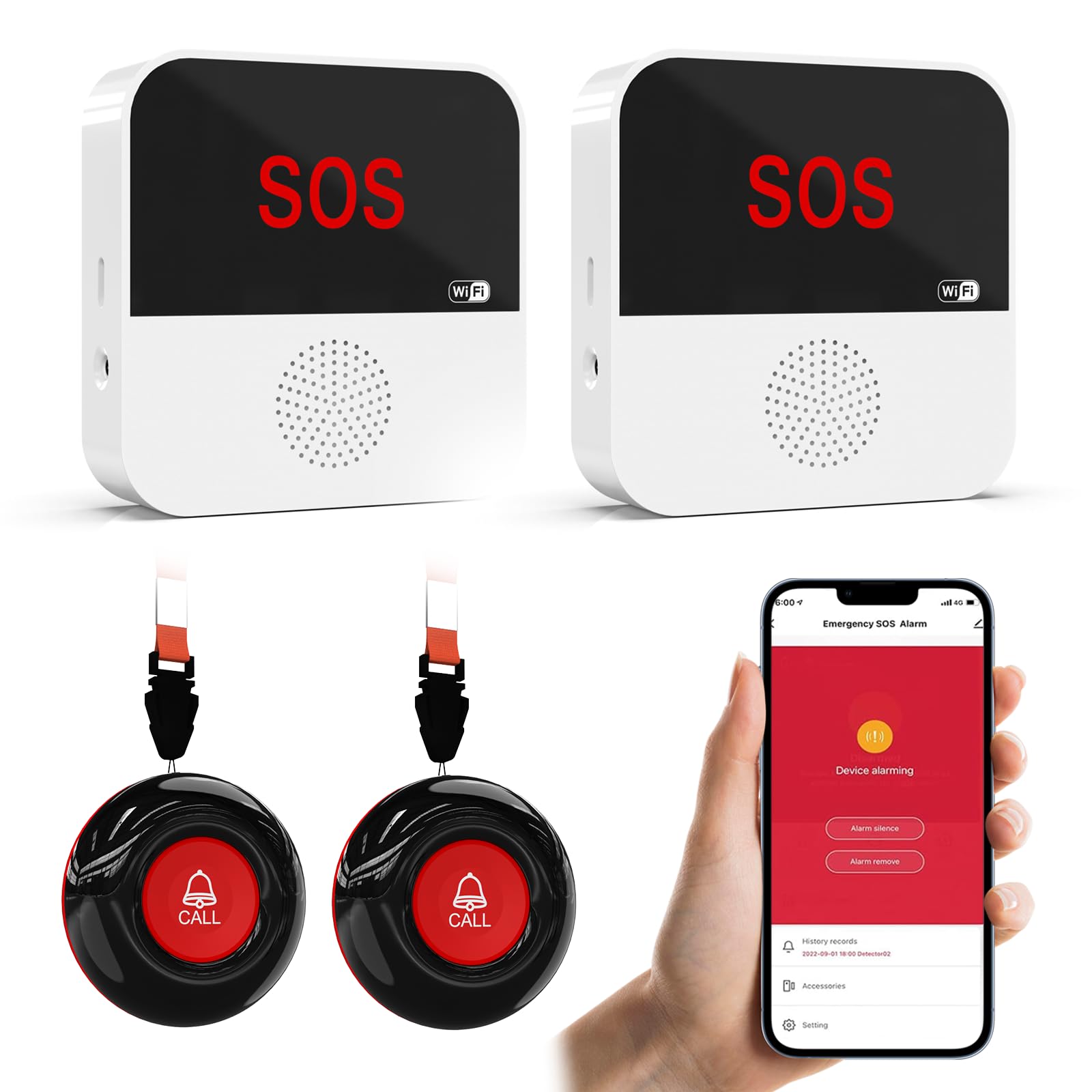 Daytech WiFi Caregiver Pager Call Button Life Alert Systems for Seniors No Monthly Fee Emergency Button for Elderly Patient Disabled