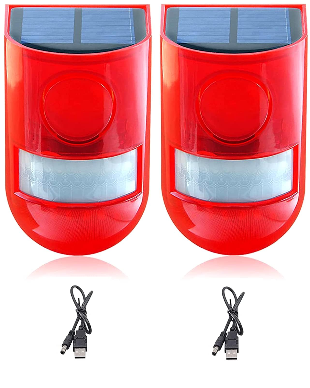 Daytech Alarme stroboscopique solaire avec capteur de mouvement – Sirène 129 dB et lumière clignotante 6 LED – Sécurité étanche IP65 pour maison, villa, ferme et plus encore