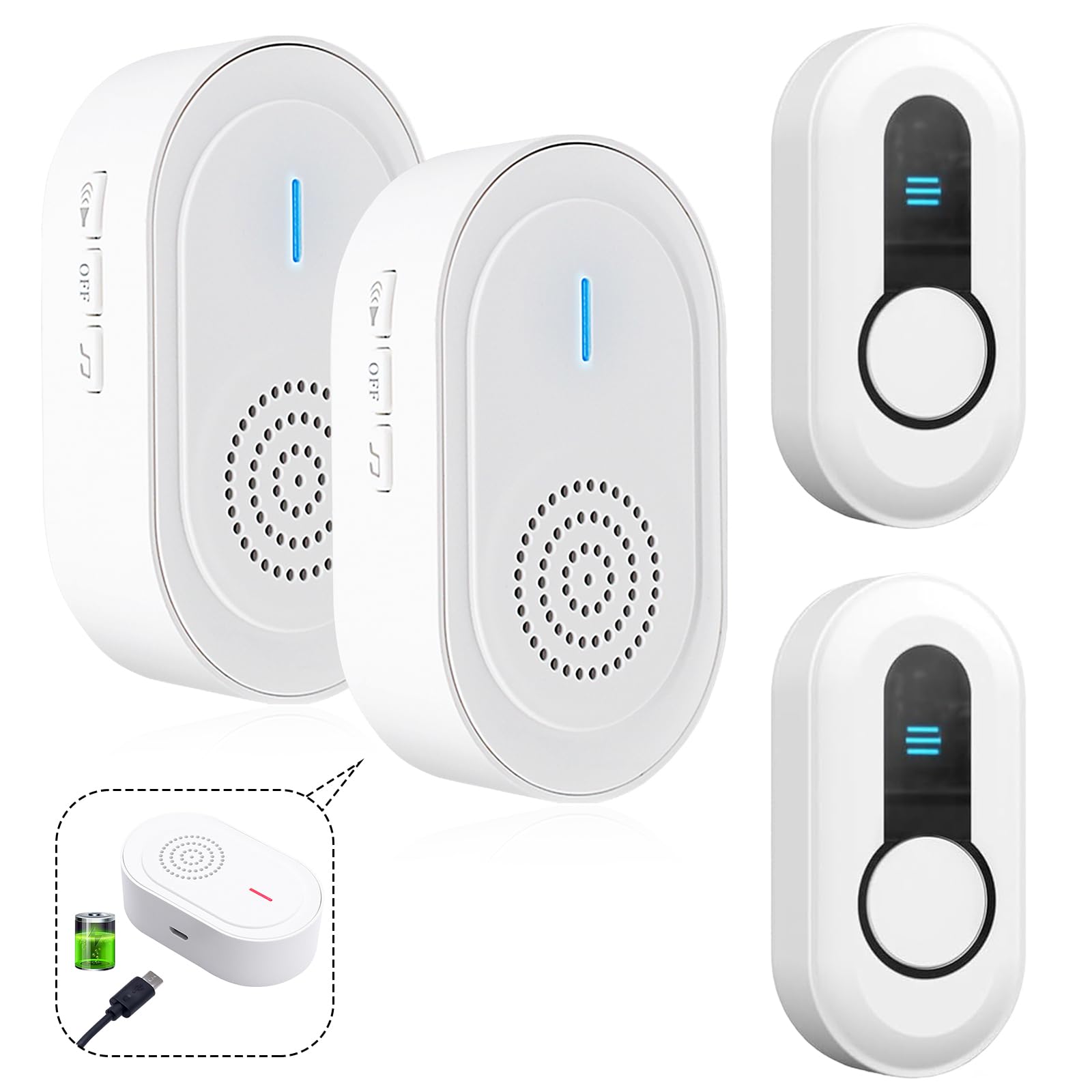 Daytech Téléavertisseur sans fil pour soignants et système de bouton d'appel d'urgence - Rechargeable, portable et extensible avec une portée de 1 000 pieds