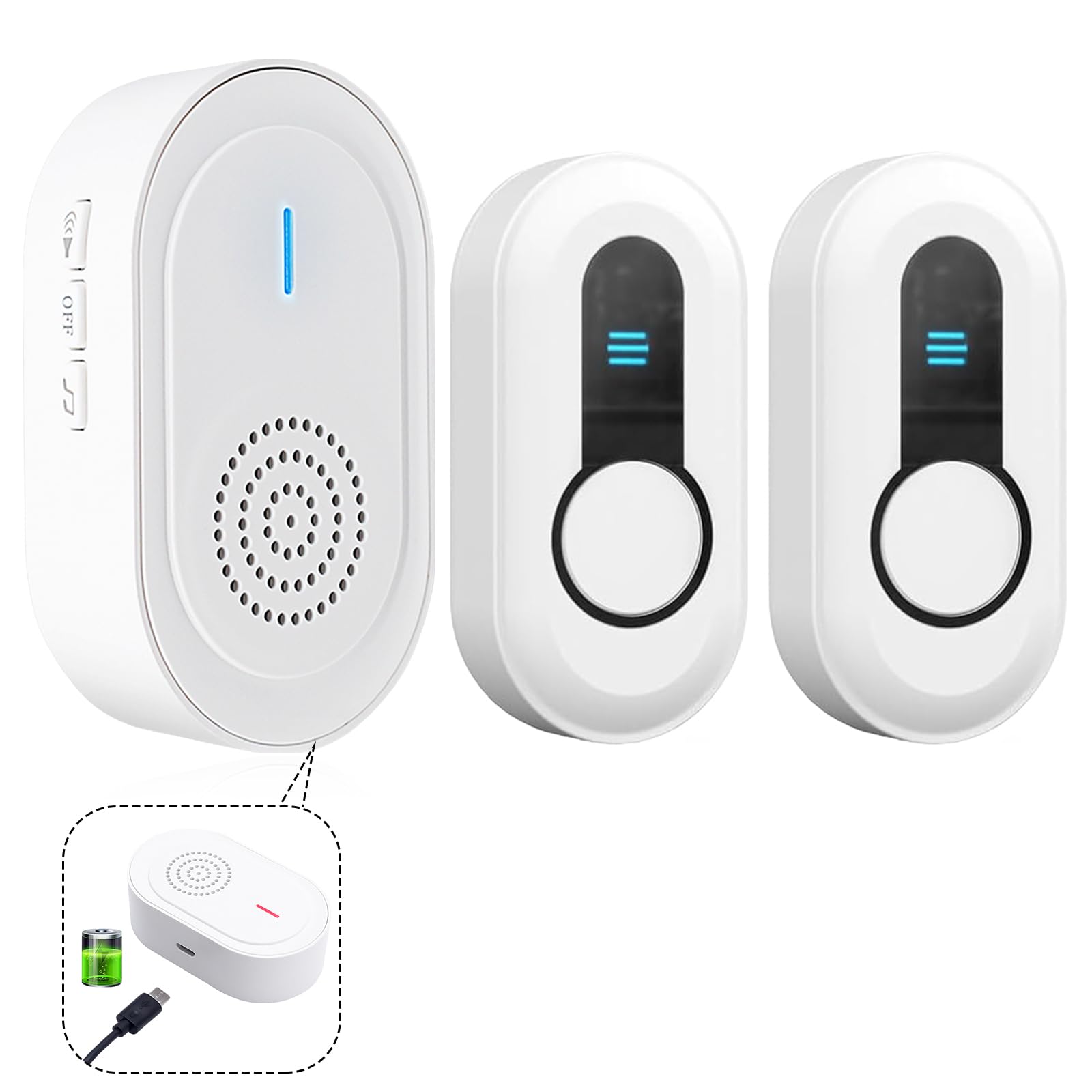 Daytech Téléavertisseur sans fil pour soignants et système de bouton d'appel d'urgence - Rechargeable, portable et extensible avec une portée de 1 000 pieds