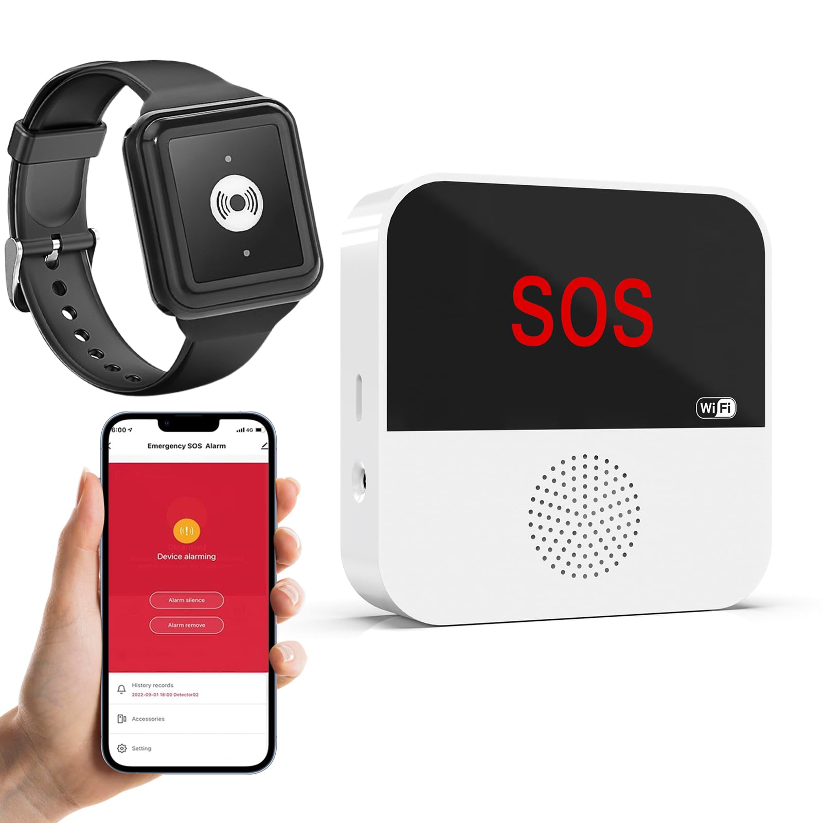 Daytech WiFi Caregiver Pager Call Button Life Alert Systems for Seniors No Monthly Fee Emergency Button for Elderly Patient Disabled