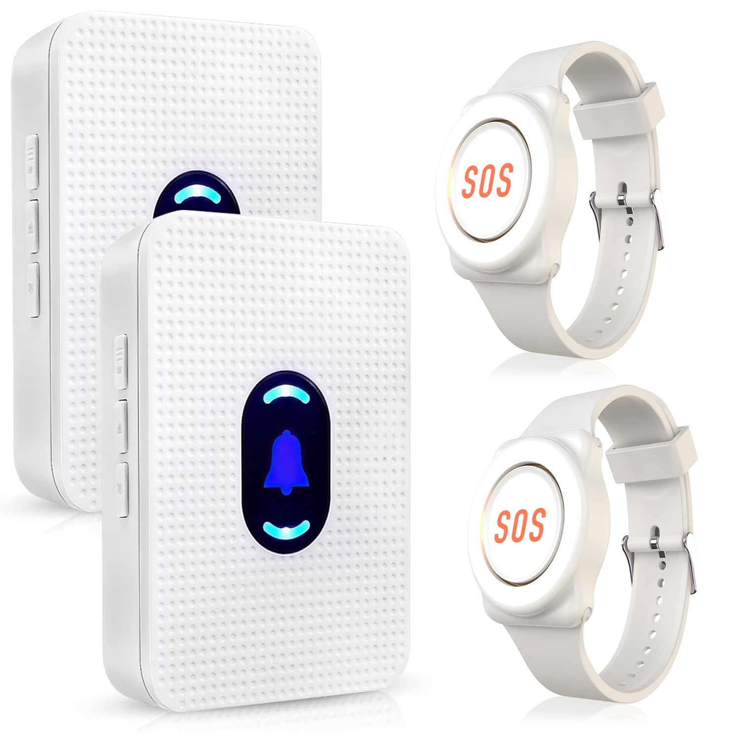 Daytech Waterproof Wireless Wrist Pager Caregiver Call Button in Home System Watch Alarm Nurse Personal Help Alert for Patients Elderly Watch Call Button plugin Receiver