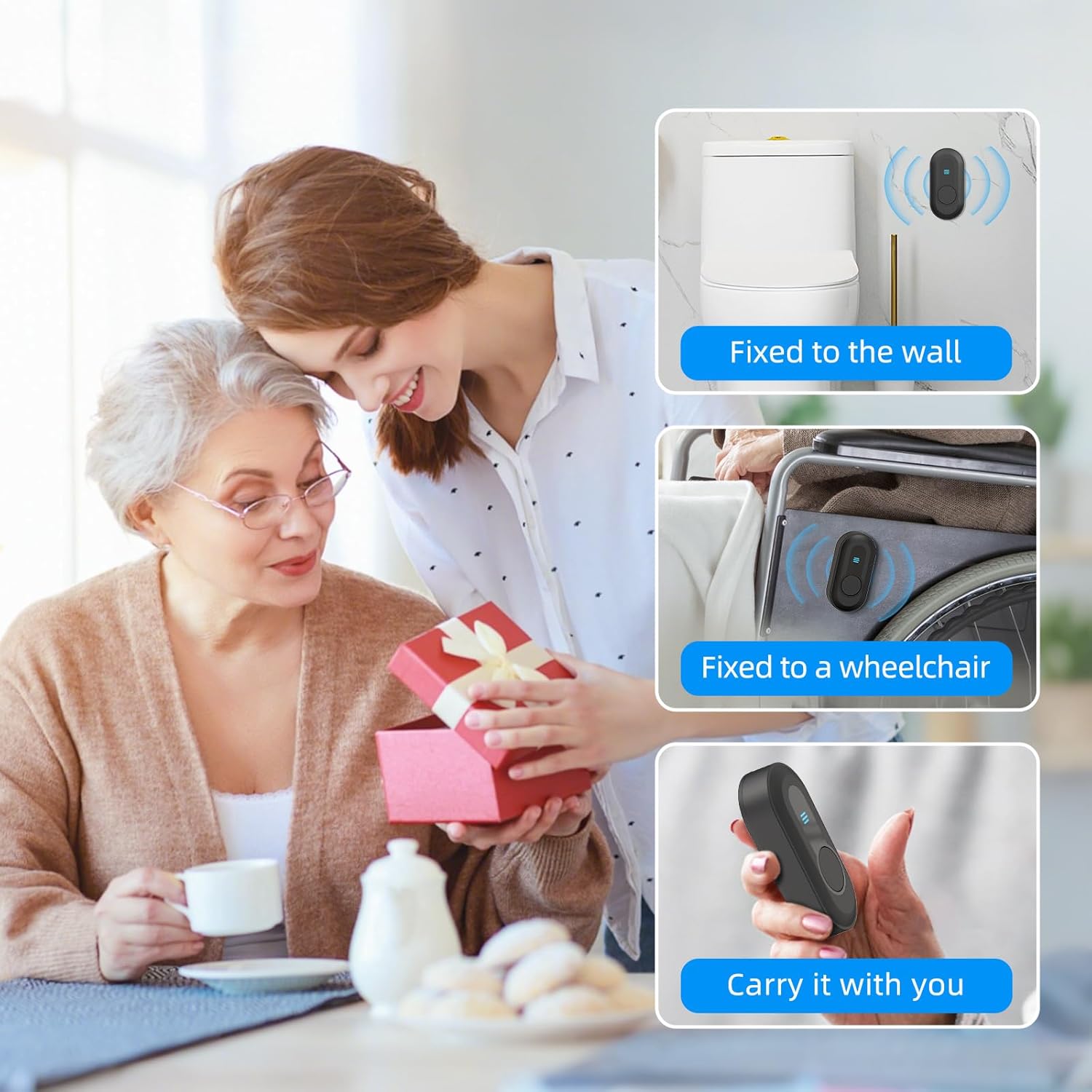 Wireless Emergency Call Button System - 500 Ft Range Caregiver Pager with LED Display, 10 Waterproof Alert Buttons & 1 Receiver for Elderly, Patients, Disabled at Home, Hospital, Clinic CallToU