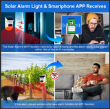 CallToU WiFi Solar Outdoor Motion Sensor Alarm,130db Sound Security Siren Light with Remote Controller Tuya APP Operation IP67 Waterproof Motion Detector for Home Villa Farm Barn Yard Chicken coop CallToU