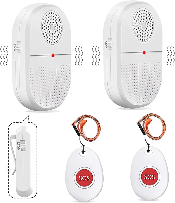 CallToU Wireless Caregiver Pager Vibration Alert System, SOS Emergancy Call Button Alarm for Elderly Seniors Personal Nurse, 800ft Operating Range,1 Portable Receiver + 2 Transmitters CallToU